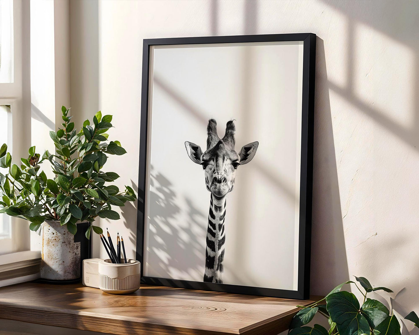 Wildlife Poster | Giraffe Portrait Print • Minimalist Black & White Safari Animal Wall Art wall art print, minimalist black and white poster, modern Scandinavian wall decor, Monohaus