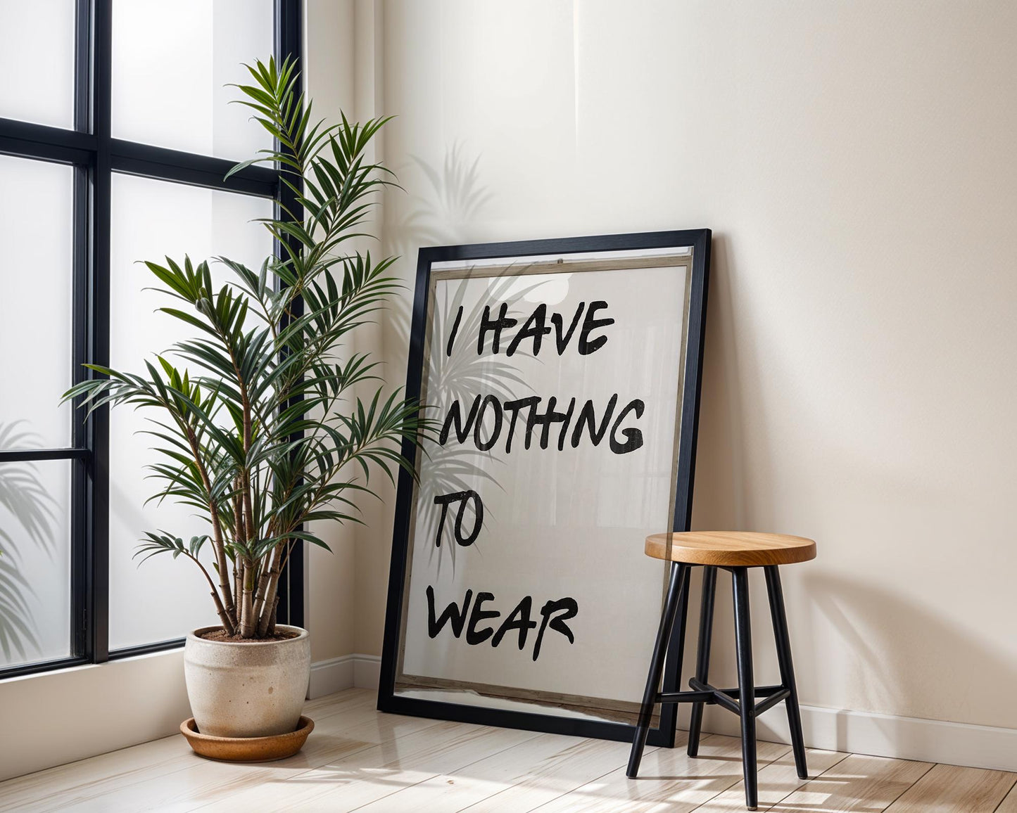Designer Wall Art | I Have Nothing To Wear Print | Funny Quote, Minimalist Typography typography wall art print, minimalist black and white type poster, modern graphic design decor, Monohaus