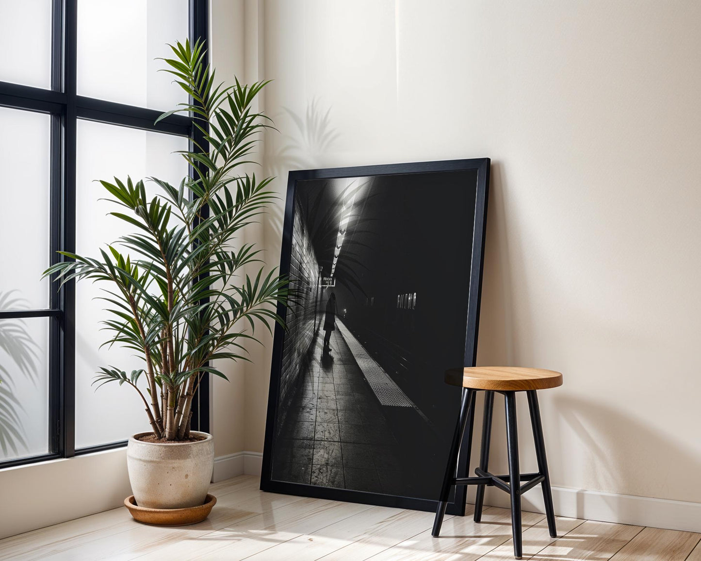 Minimal Wall Art | Walking in Light & Shadow | Black and White Photography wall art print, minimalist black and white poster, modern Scandinavian wall decor, Monohaus