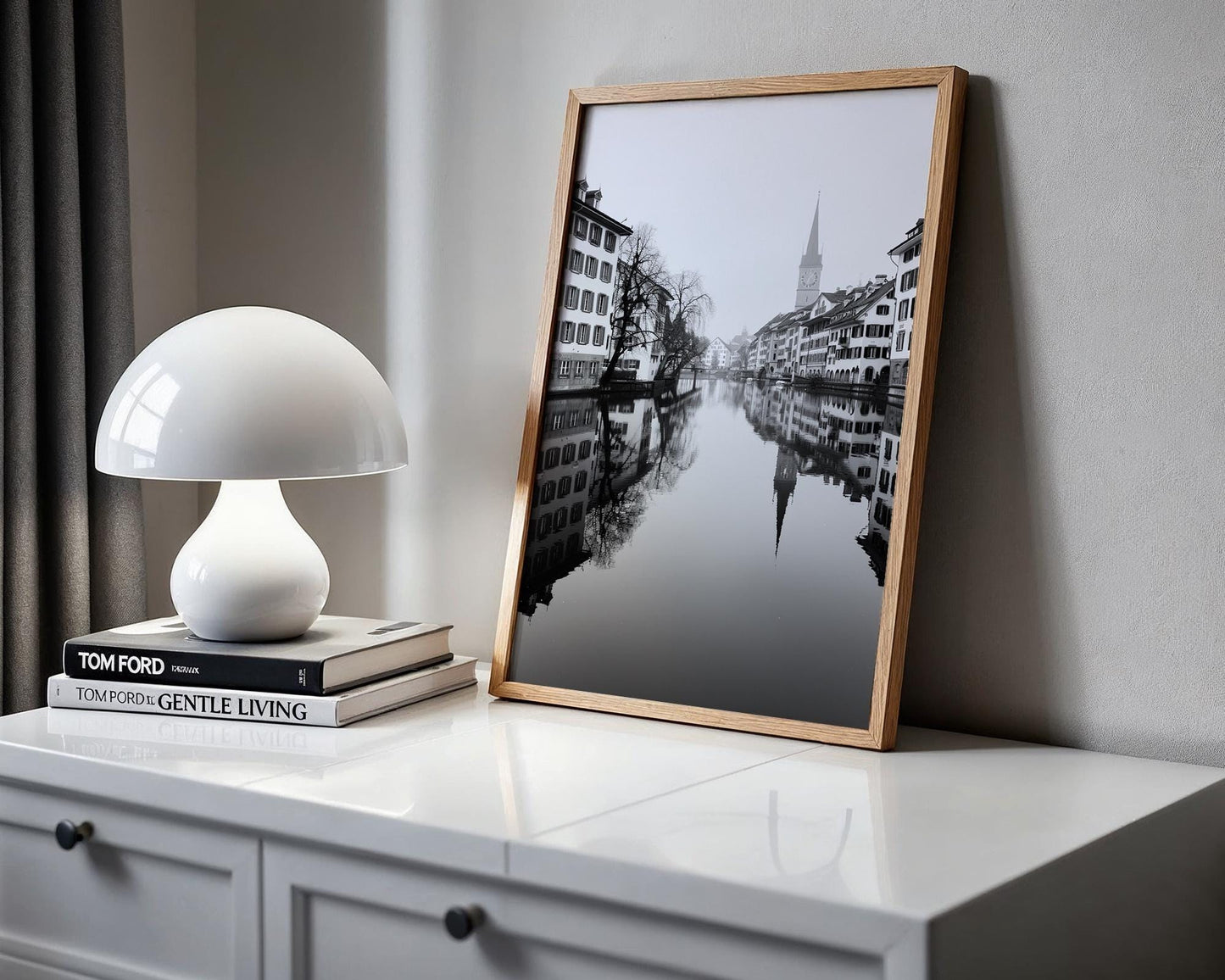 World Landmark | Zurich Old Town Black and White Photography Print | Minimalist Switzerland Wall Art