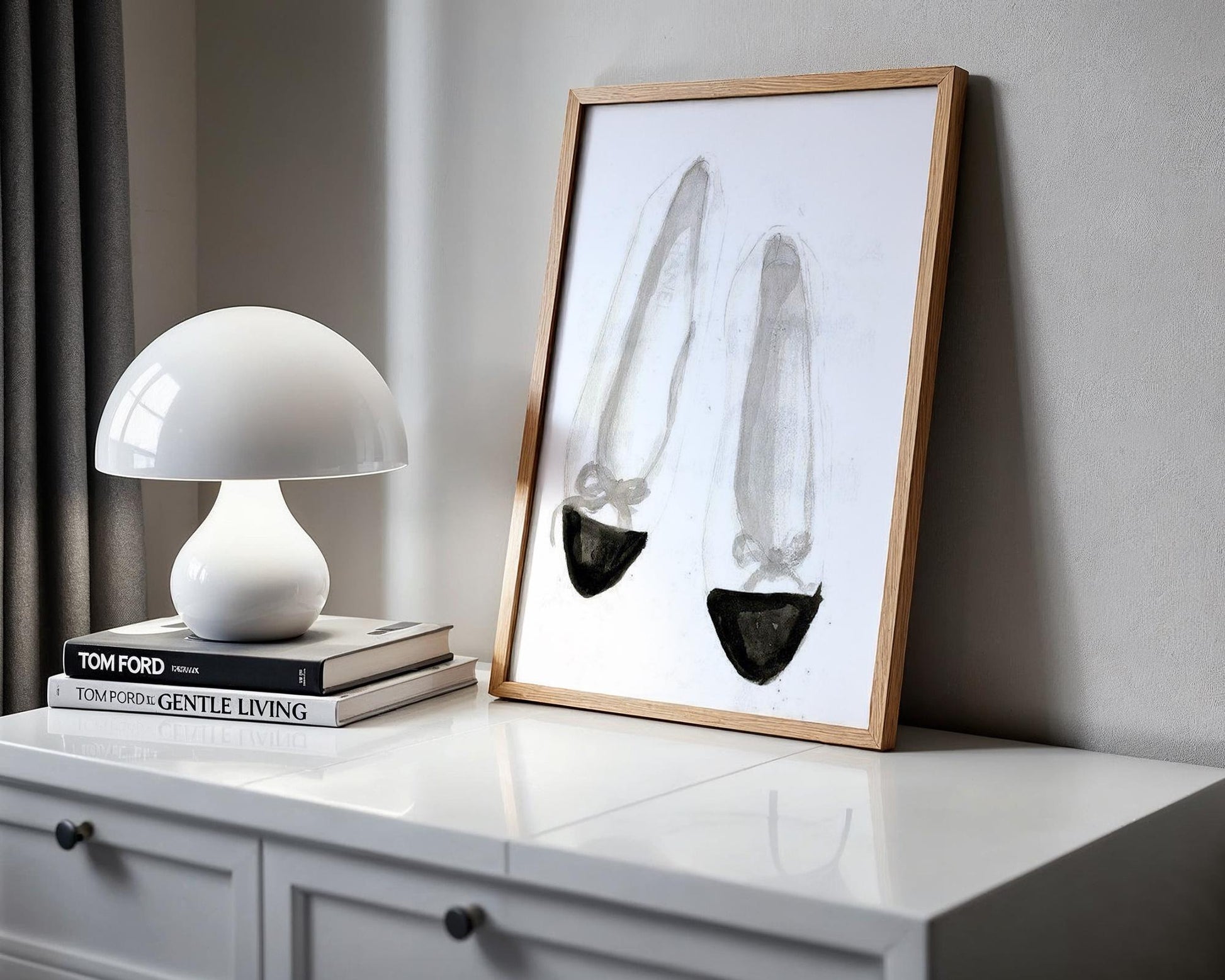 Designer Wall Art | Ballet Flats Watercolor Art Print | Minimalist Shoe Poster wall art print, minimalist black and white poster, modern Scandinavian wall decor, Monohaus