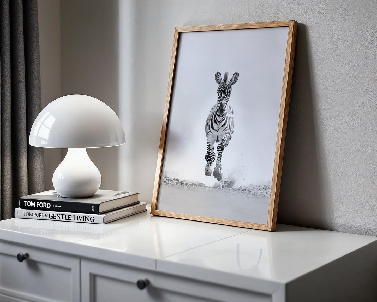 Wildlife Poster | Running Zebra Foal Print • Black & White Minimalist Safari Photography wall art print, minimalist black and white poster, modern Scandinavian wall decor, Monohaus