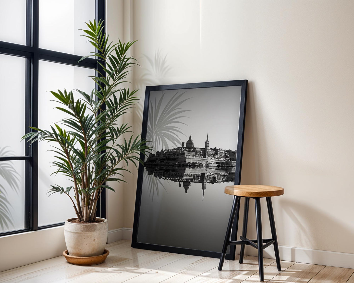 World Landmark | Valletta Malta Print | St Paul's Cathedral Black and White Photography wall art print, minimalist black and white poster, modern Scandinavian wall decor, Monohaus