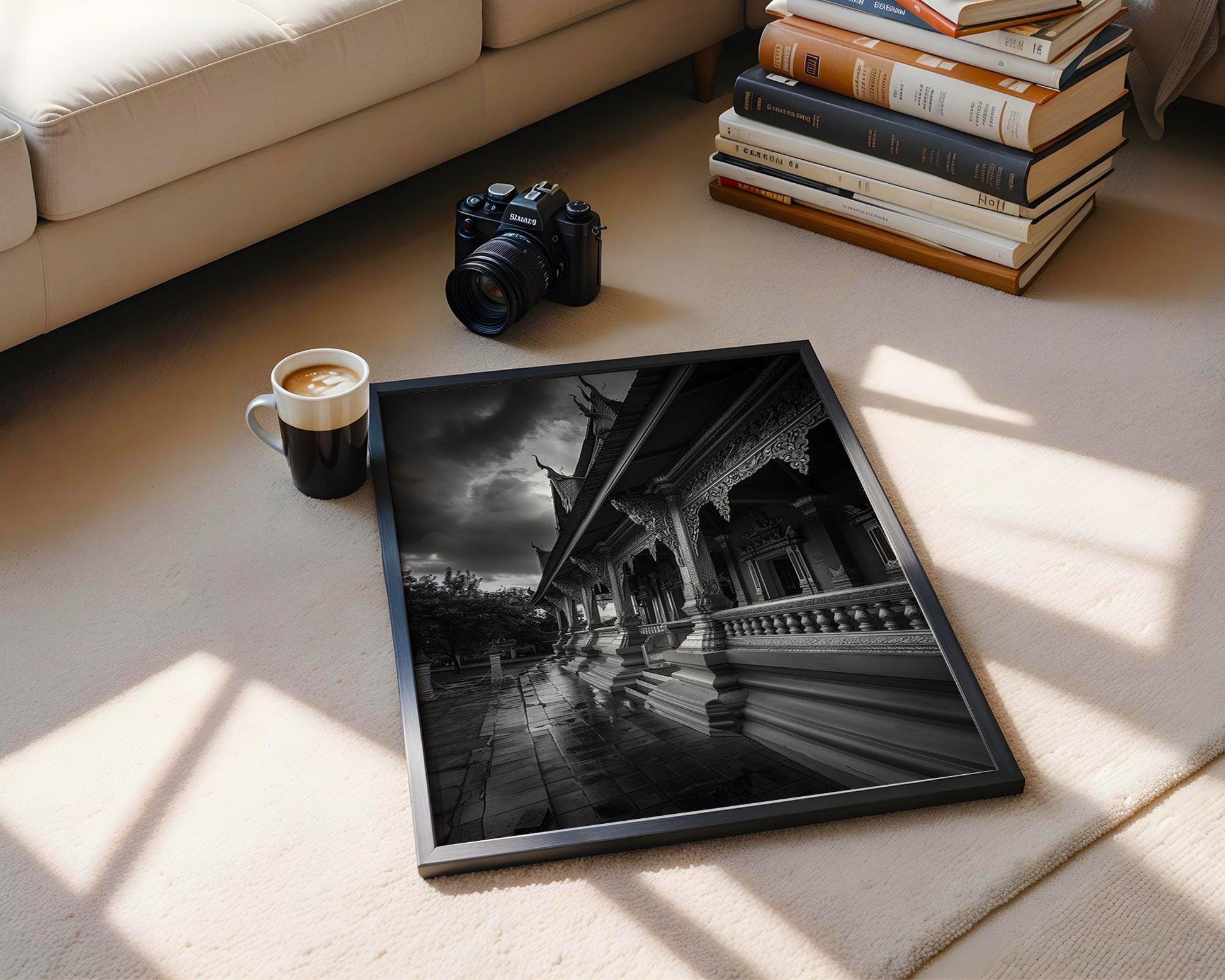 World Landmark | Bangkok Temple Black and White Photography Print | Thai Architecture Wall Art wall art print, black and white architectural poster, minimalist modern Scandinavian wall decor, Monohaus