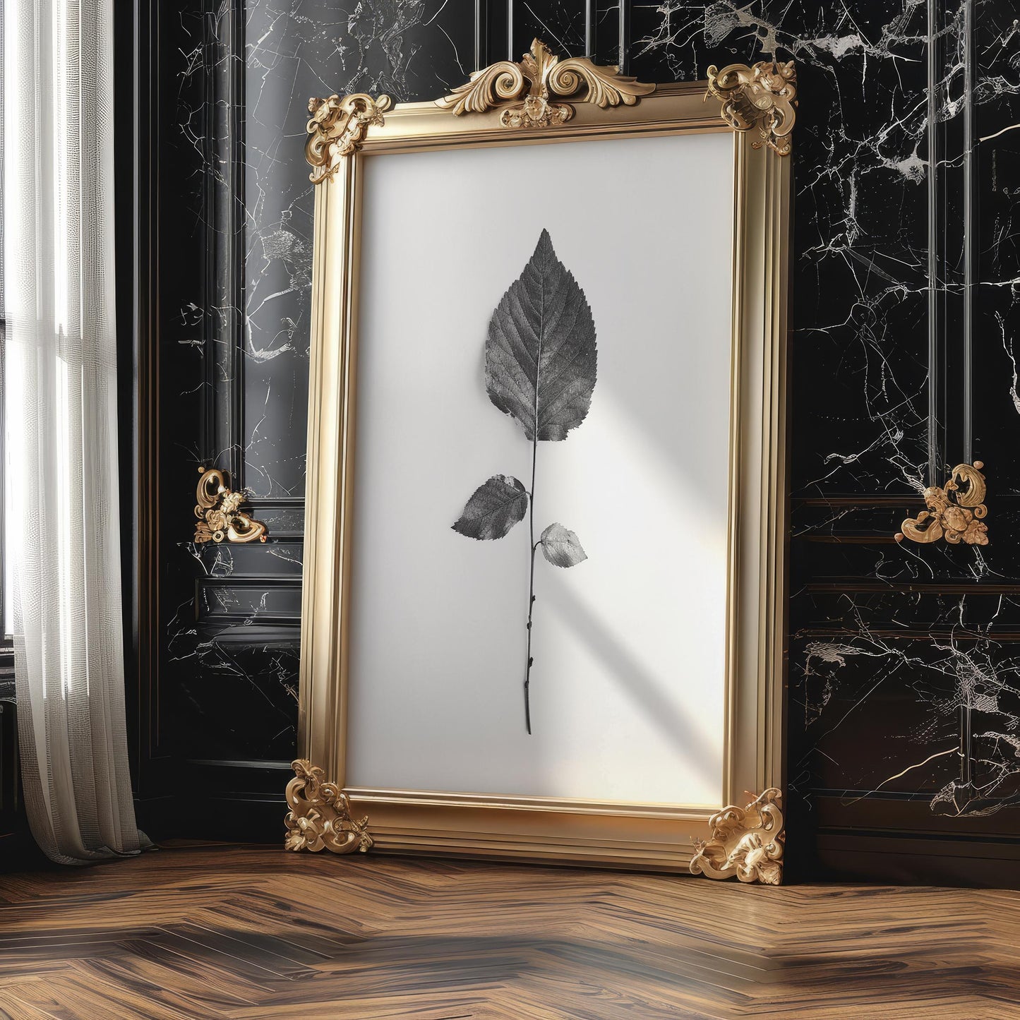 Botanical Photo | Monohaus Black and White Leaf Print | Modern Minimalist Wall Art wall art print, minimalist black and white poster, modern Scandinavian wall decor, Monohaus