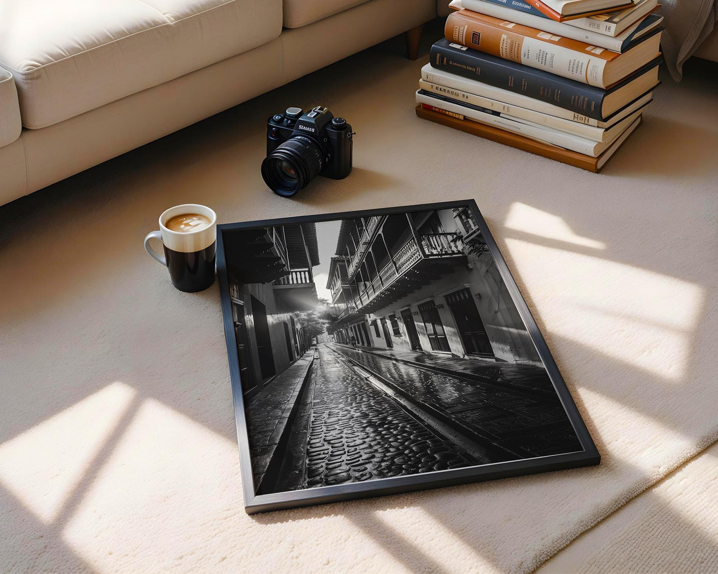 World Landmark | Cartagena Colombia Print | Black and White City Street Photography