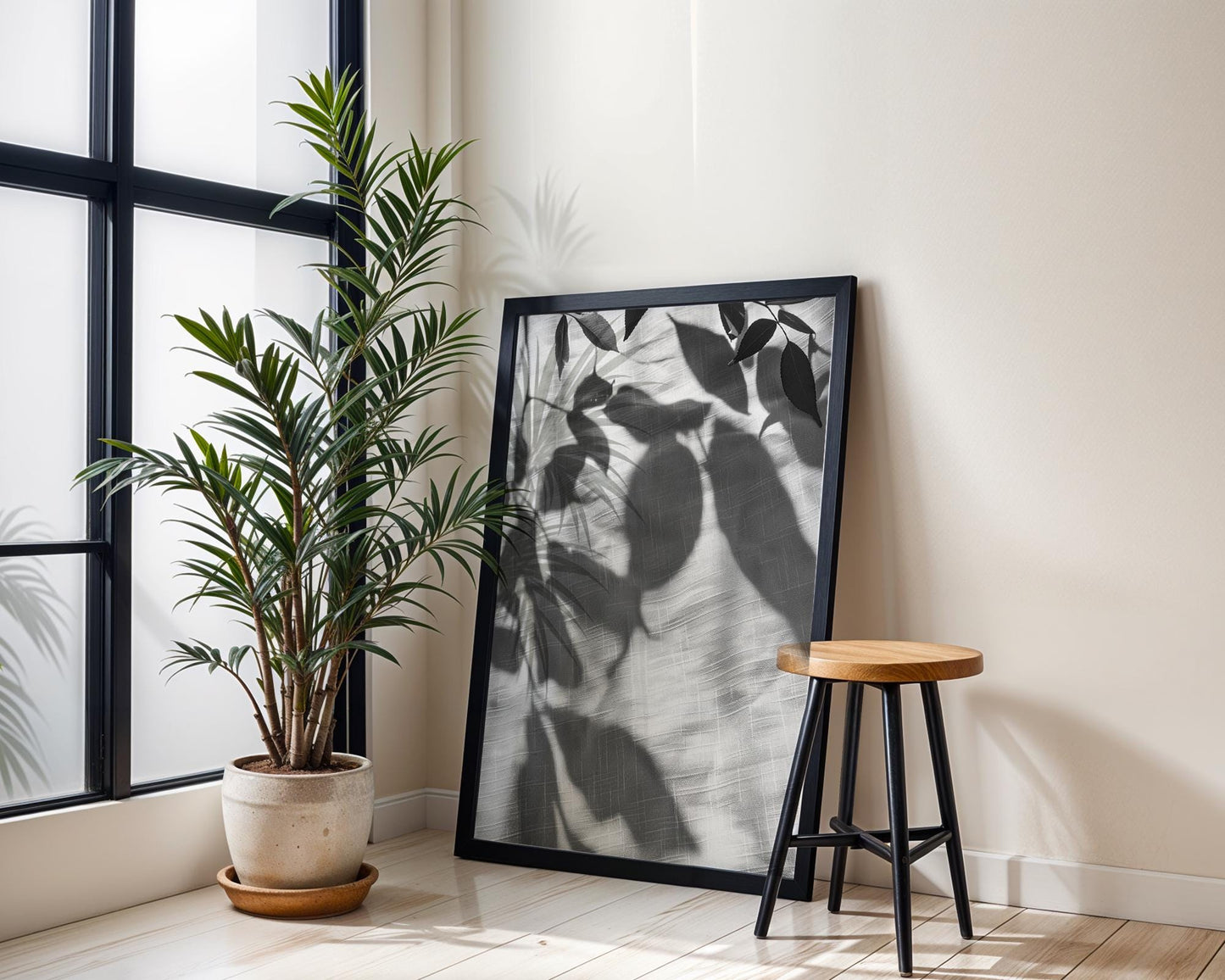 Botanical Photo | Abstract Shadow Leaves Print | Minimal Photography Wall Art abstract wall art print, geometric minimalist poster, modern Scandinavian decor, Monohaus