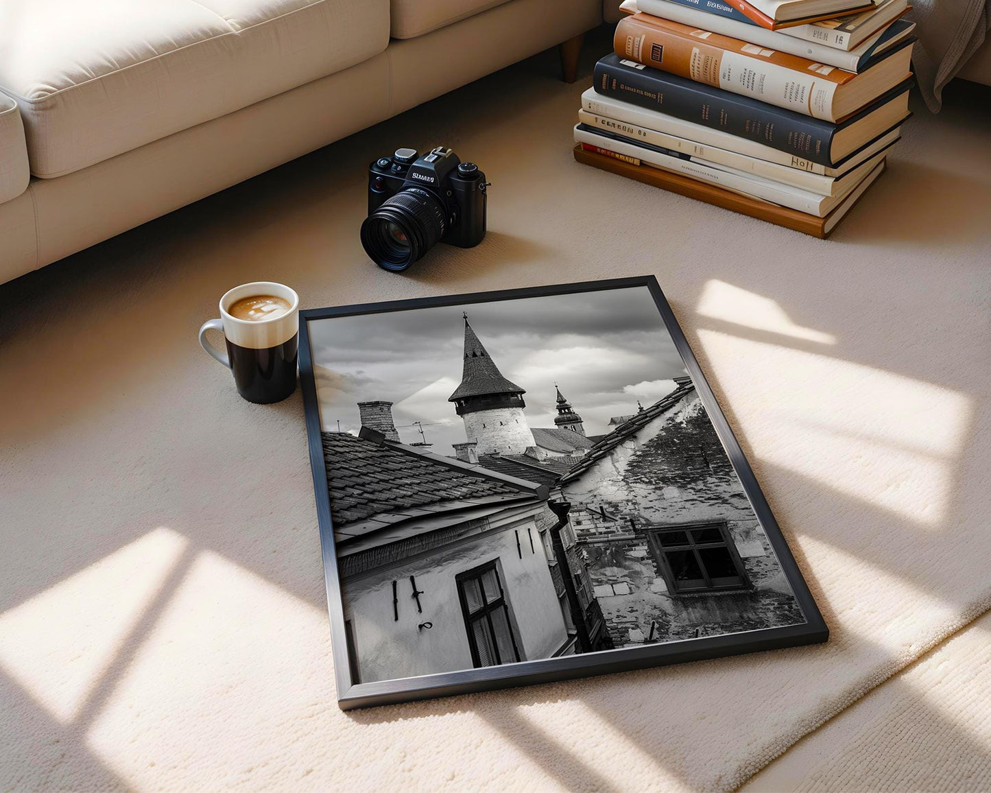 World Landmark | Tallinn Medieval Towers Print | Estonia Old Town Black and White Photography