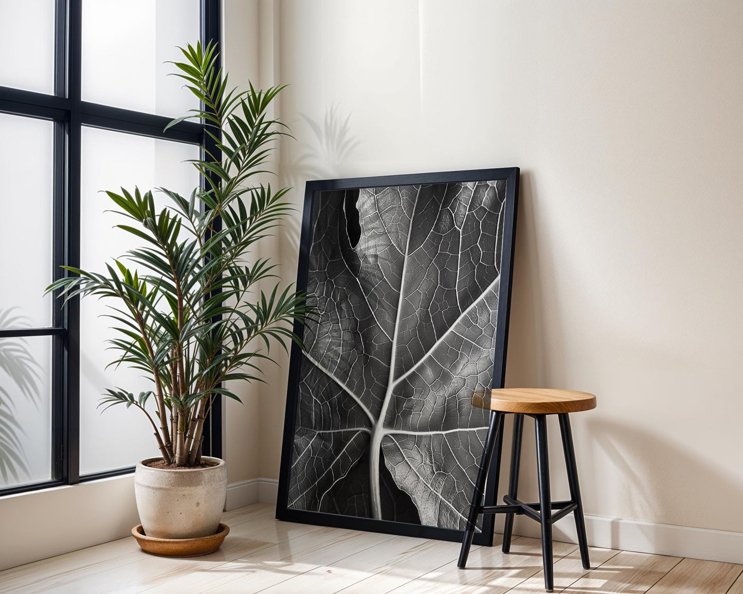Botanical Photo | Black and White Leaf Vein Print | Abstract  Photography abstract wall art print, geometric minimalist poster, modern Scandinavian decor, Monohaus