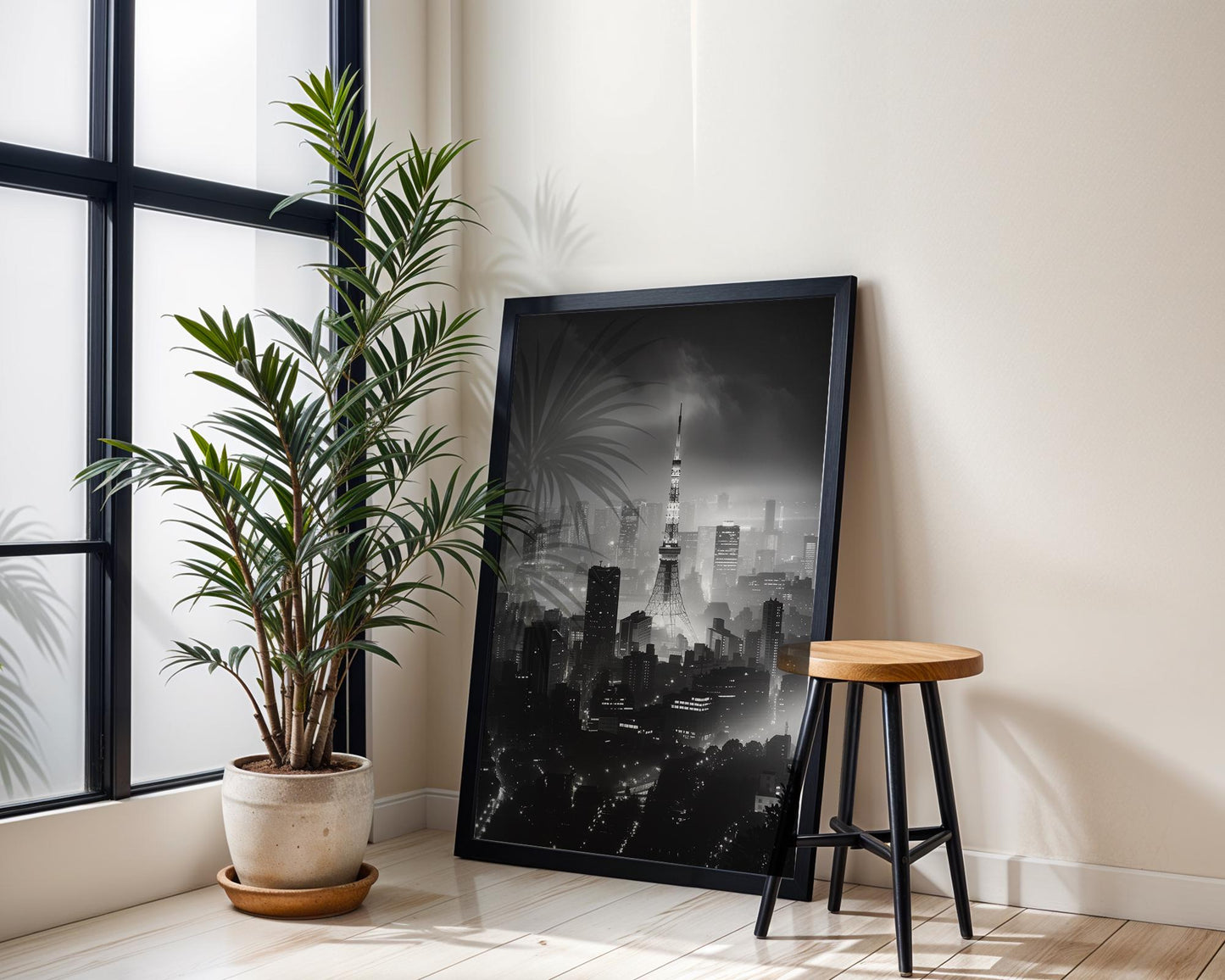 World Landmark | Tokyo Tower Black and White Photography Print | Japan Cityscape Wall Art wall art print, black and white architectural poster, minimalist modern Scandinavian wall decor, Monohaus