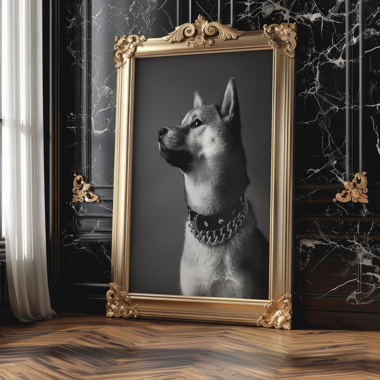 Dog Photography Shiba Inu Portrait Print | Modern Black and White wall art print, minimalist black and white poster, modern Scandinavian wall decor, Monohaus