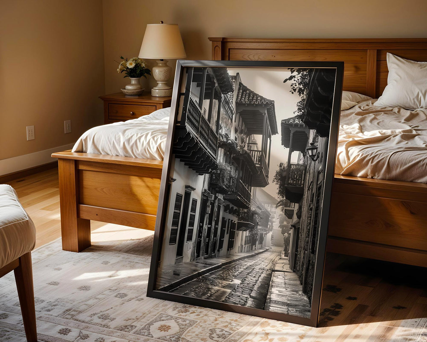 World Landmark | Cartagena Balconies Print | Black and White Colombia Architecture (Wall Art)