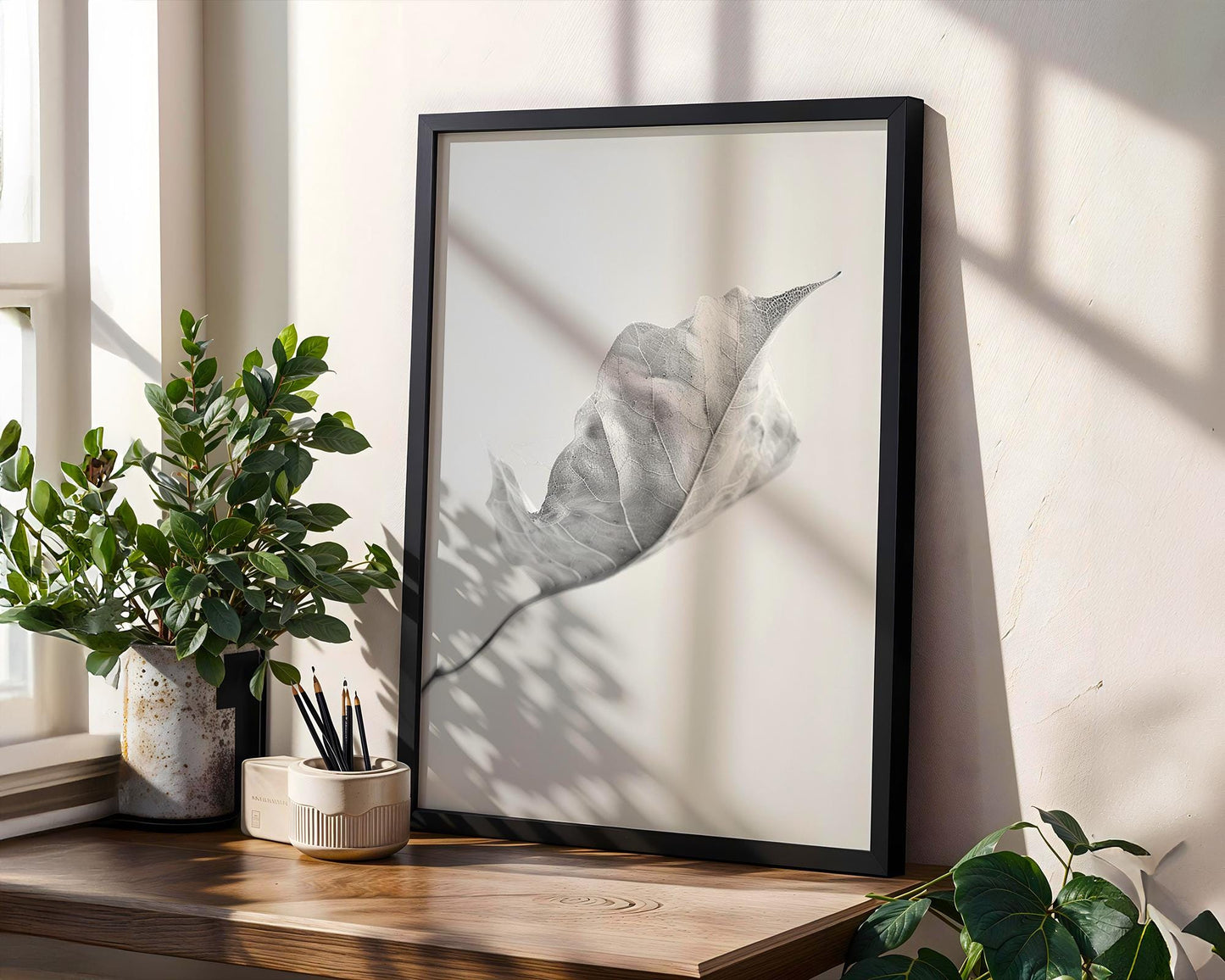 Botanical Photo | Abstract Leaf Macro Photography Print | Black & White Minimal abstract wall art print, geometric minimalist poster, modern Scandinavian decor, Monohaus