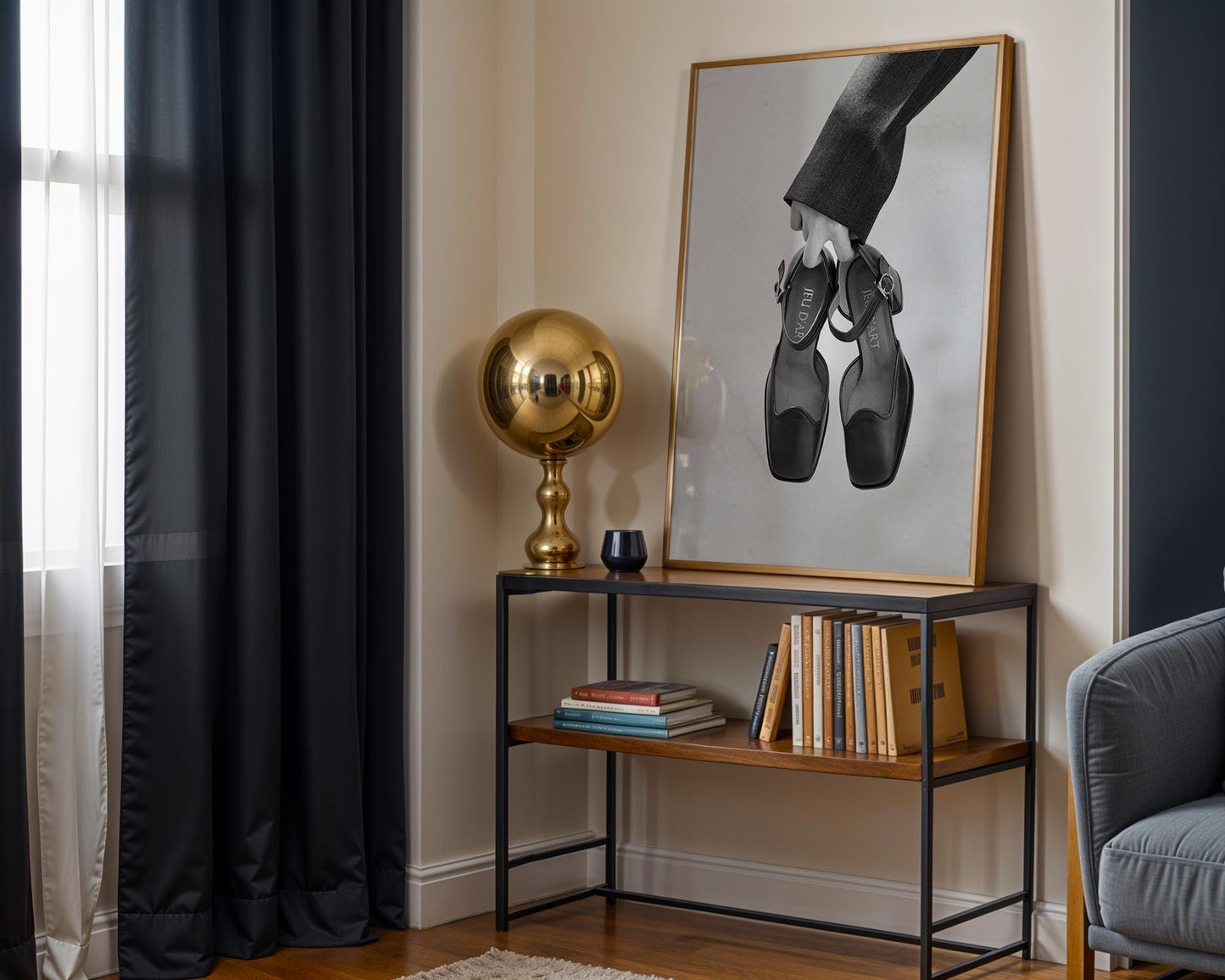 Designer Wall Art | Black and White Shoe Print | Minimalist Fashion Photography wall art print, minimalist black and white poster, modern Scandinavian wall decor, Monohaus