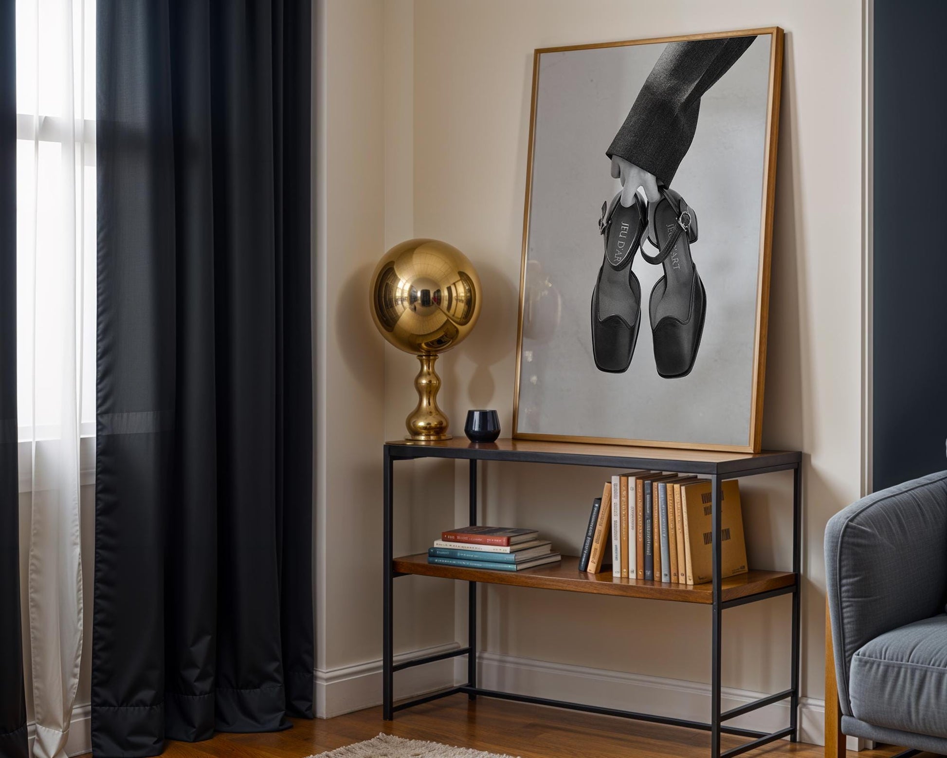 Designer Wall Art | Black and White Shoe Print | Minimalist Fashion Photography wall art print, minimalist black and white poster, modern Scandinavian wall decor, Monohaus