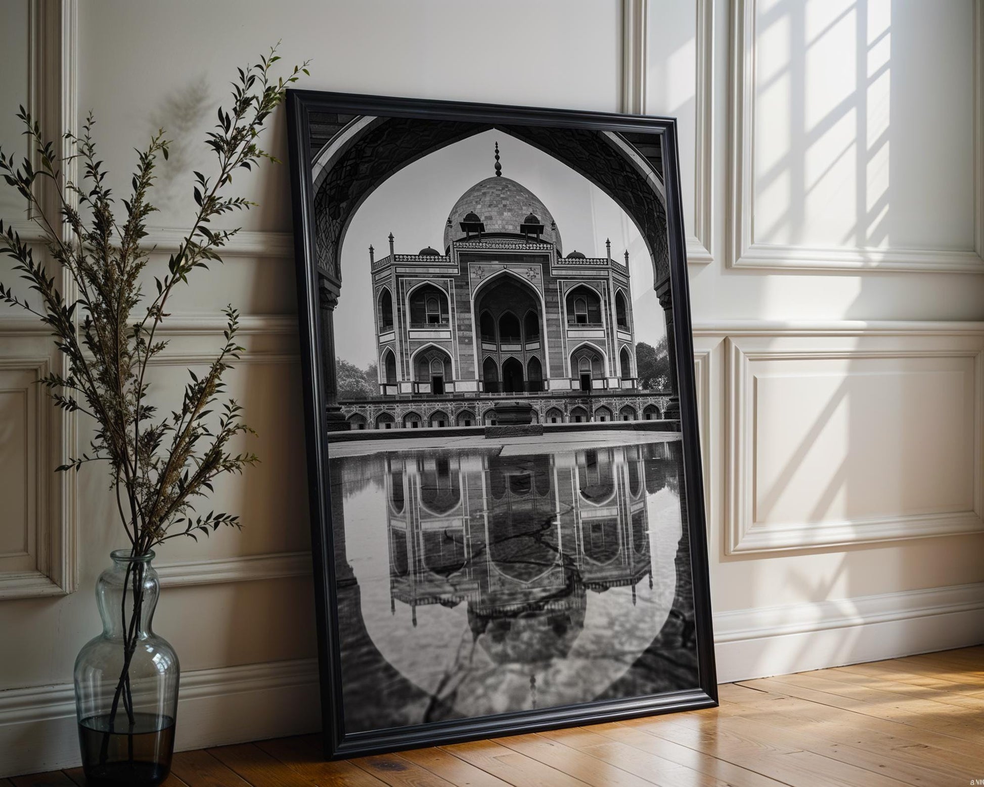 World Landmark | Humayun's Tomb Black and White Architecture Print | Indian Monument Wall Art wall art print, black and white architectural poster, minimalist modern Scandinavian wall decor, Monohaus