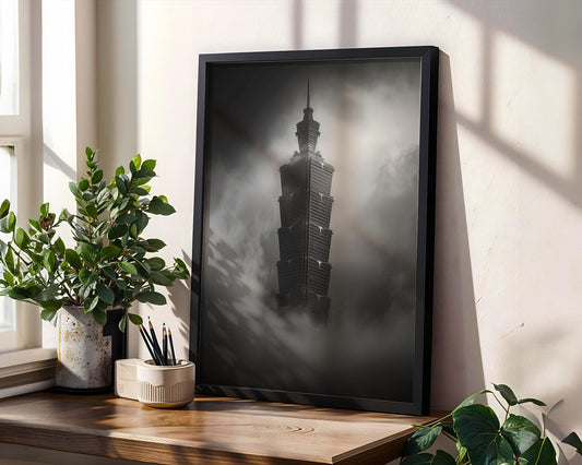 World Landmark | Taipei 101 Print | Black and White Taiwan Architecture Photography