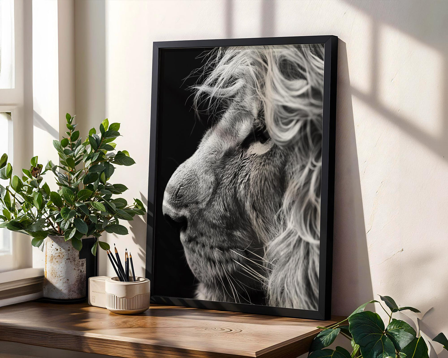 Wildlife Poster | Lion Profile Photography Print | Minimalist Black & White Wall Art wall art print, minimalist black and white poster, modern Scandinavian wall decor, Monohaus