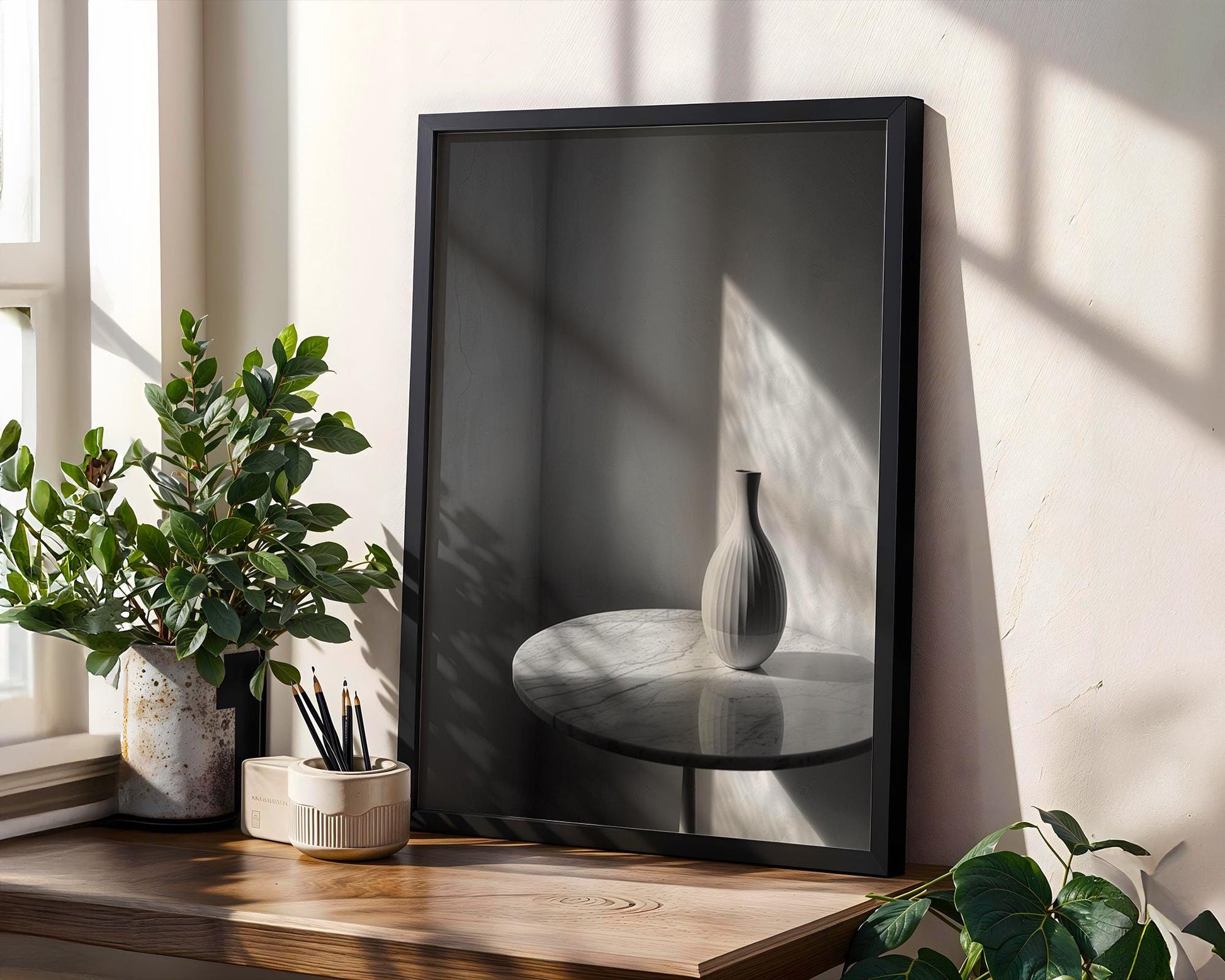 Urban Photography | Minimalist Still Life Print | Black and White Vase black and white photo print, minimalist monochrome wall art poster for modern interiors, Monohaus