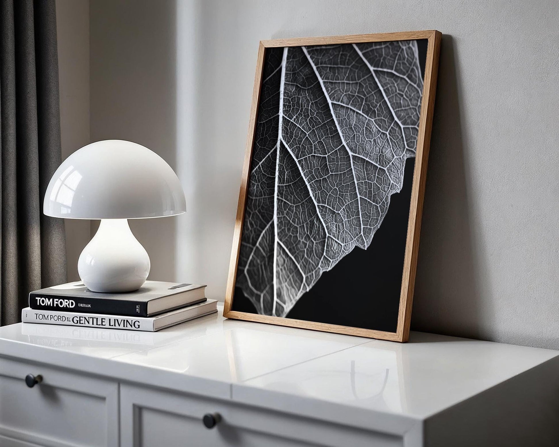 Botanical Photo | Abstract Leaf Macro Photography Print | Black & White Minimal abstract wall art print, geometric minimalist poster, modern Scandinavian decor, Monohaus