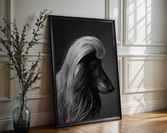 Dog Photography Afghan Hound Art Print | Black and White , Minimalist Decor wall art print, minimalist black and white poster, modern Scandinavian wall decor, Monohaus