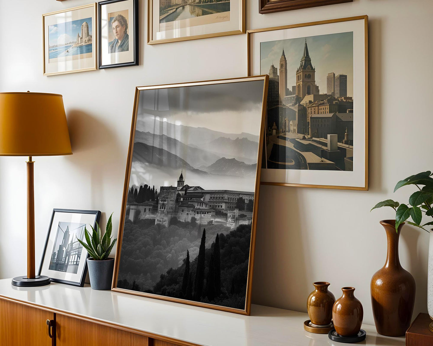 World Landmark | Alhambra Palace Print | Black and White Spanish Architecture Photography wall art print, black and white architectural poster, minimalist modern Scandinavian wall decor, Monohaus