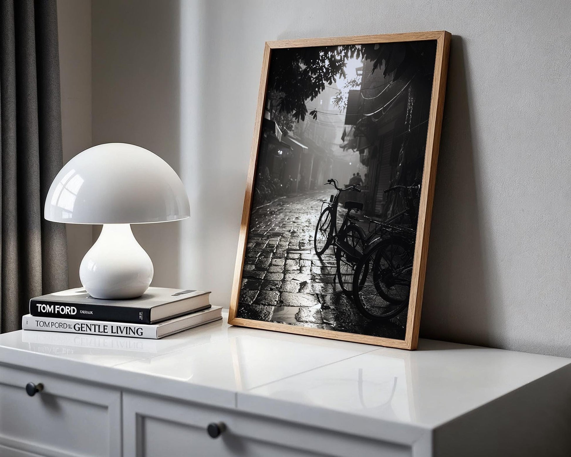 World Landmark | Hanoi Bicycle Alley Print | Black & White Photography, Travel Poster wall art print, minimalist black and white poster, modern Scandinavian wall decor, Monohaus