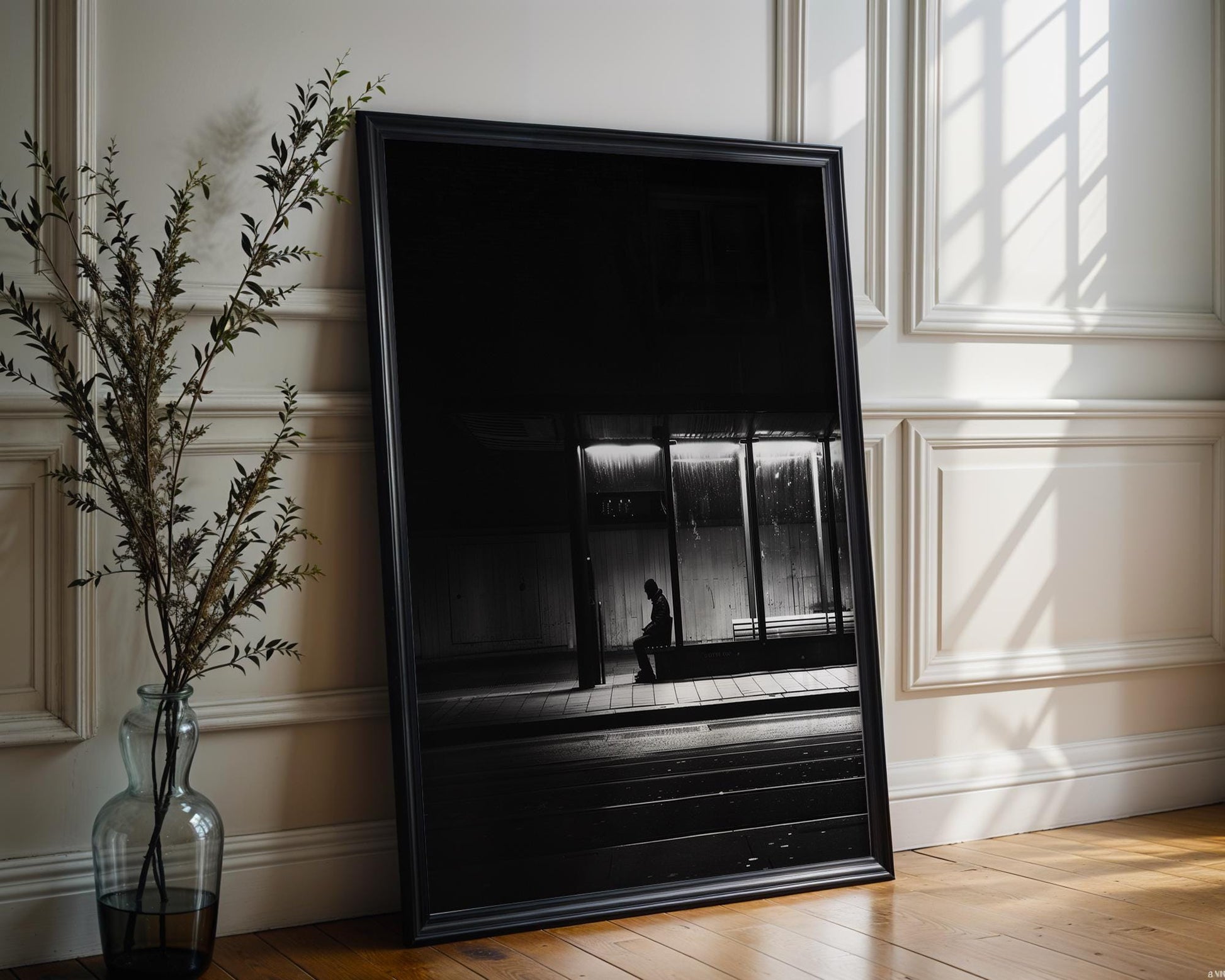 Black and White Urban Night Photography Print | Minimalist Wall Art black and white photo print, minimalist monochrome wall art poster for modern interiors, Monohaus