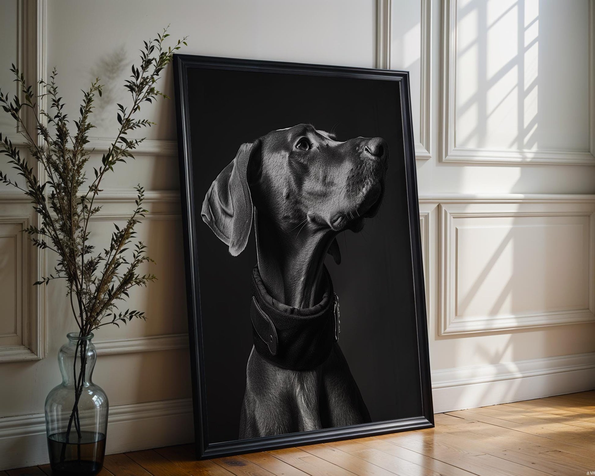 Dog Photography Vizsla Pet Print | Black and White | Weimaraner Pet Art wall art print, minimalist black and white poster, modern Scandinavian wall decor, Monohaus