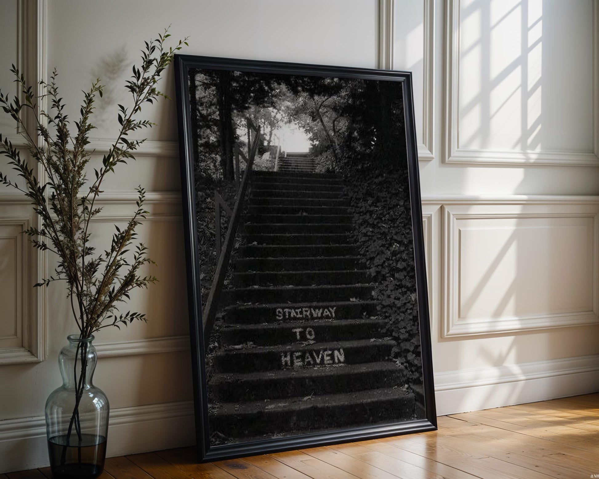 Designer Wall Art | Stairway to Heaven Photography Print | Minimalist Home Decor wall art print, minimalist black and white poster, modern Scandinavian wall decor, Monohaus