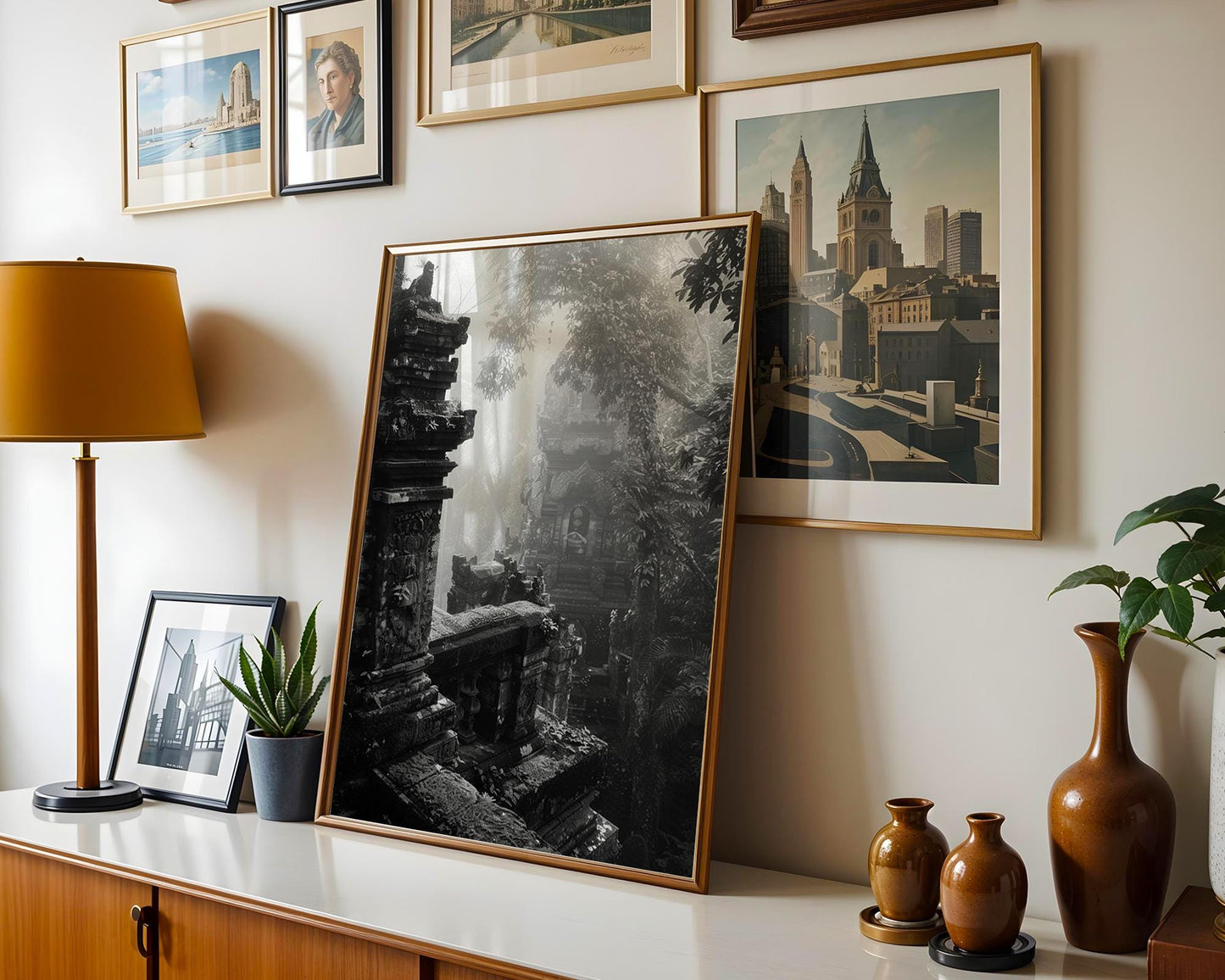 World Landmark | Bali Temple Ruins Print | Black and White Ancient Architecture Wall Art wall art print, black and white architectural poster, minimalist modern Scandinavian wall decor, Monohaus