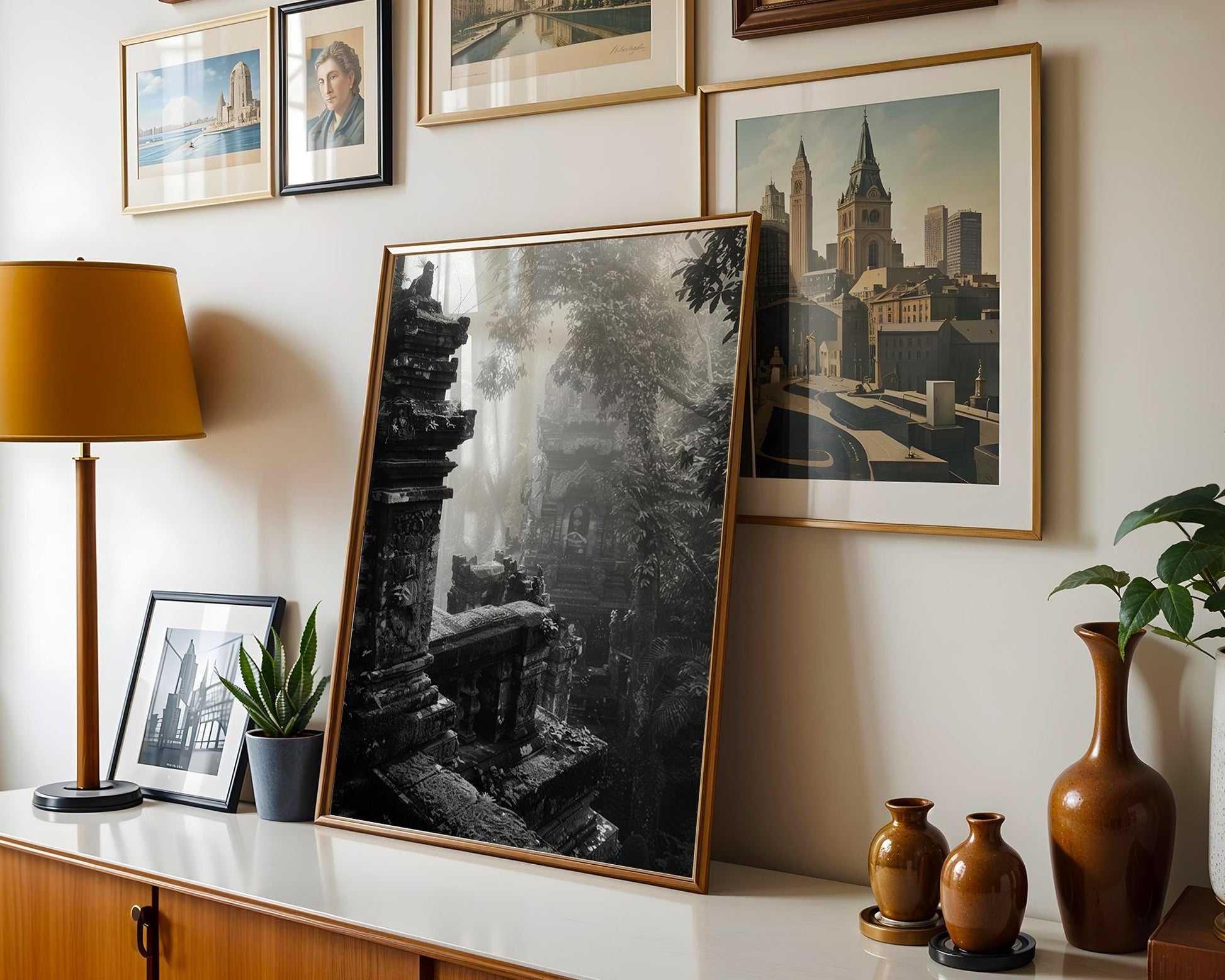 World Landmark | Bali Temple Ruins Print | Black and White Ancient Architecture Wall Art wall art print, black and white architectural poster, minimalist modern Scandinavian wall decor, Monohaus