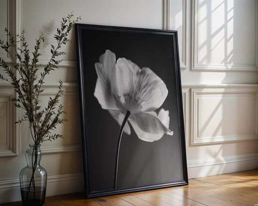 Black and White Floral Print | Modern Minimalist Wall Art wall art print, minimalist black and white poster, modern Scandinavian wall decor, Monohaus