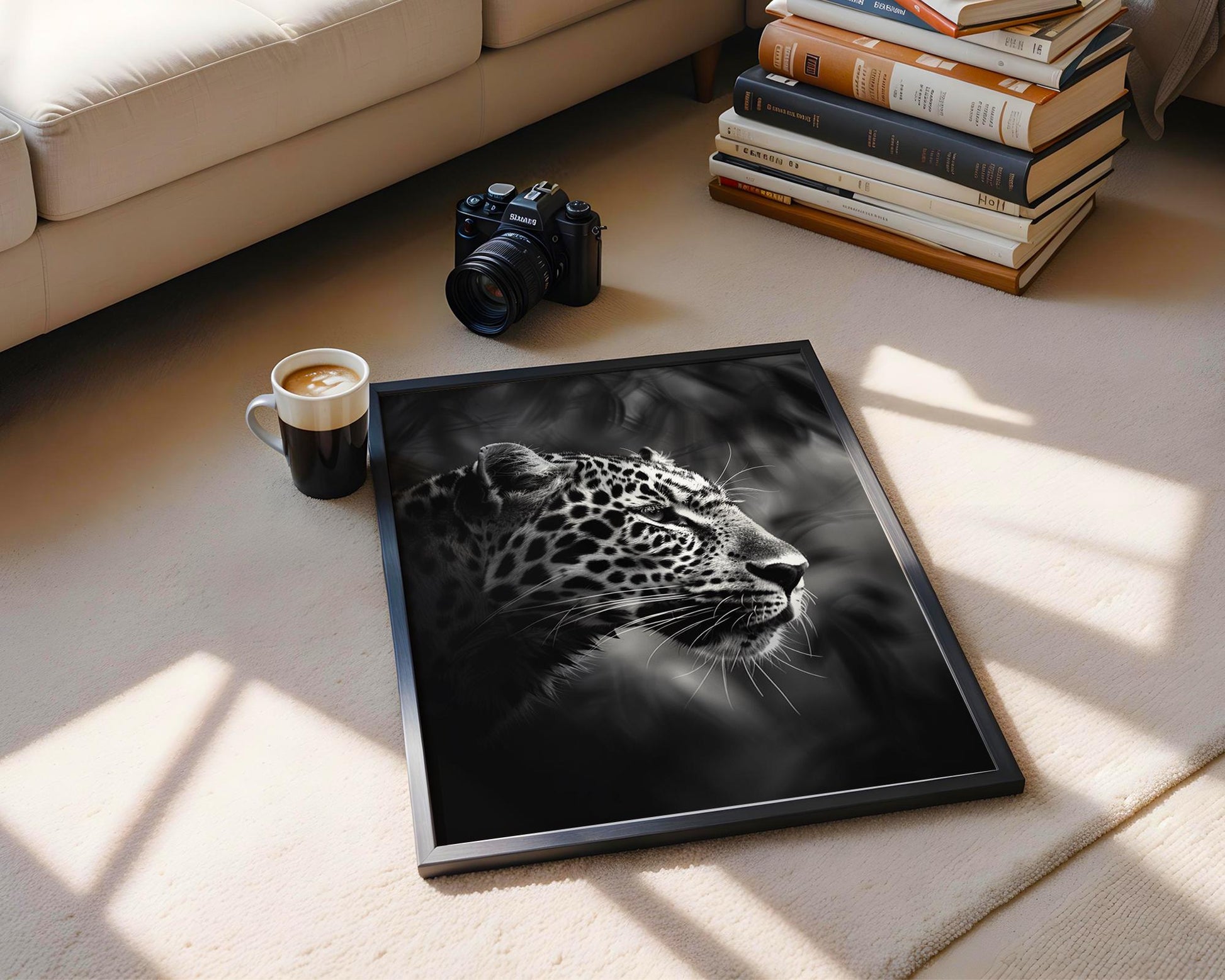 Wildlife Poster | Leopard Photography Print | Minimalist Safari Wall Art wall art print, minimalist black and white poster, modern Scandinavian wall decor, Monohaus
