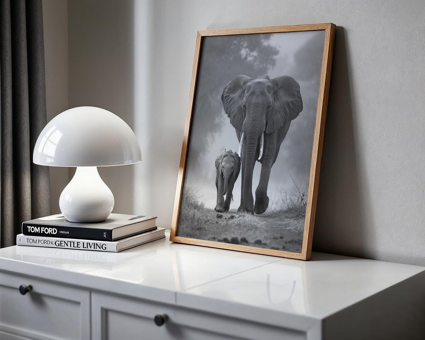 Wildlife Poster | Elephant and Calf Print | Minimalist Black & White  Photography wall art print, minimalist black and white poster, modern Scandinavian wall decor, Monohaus