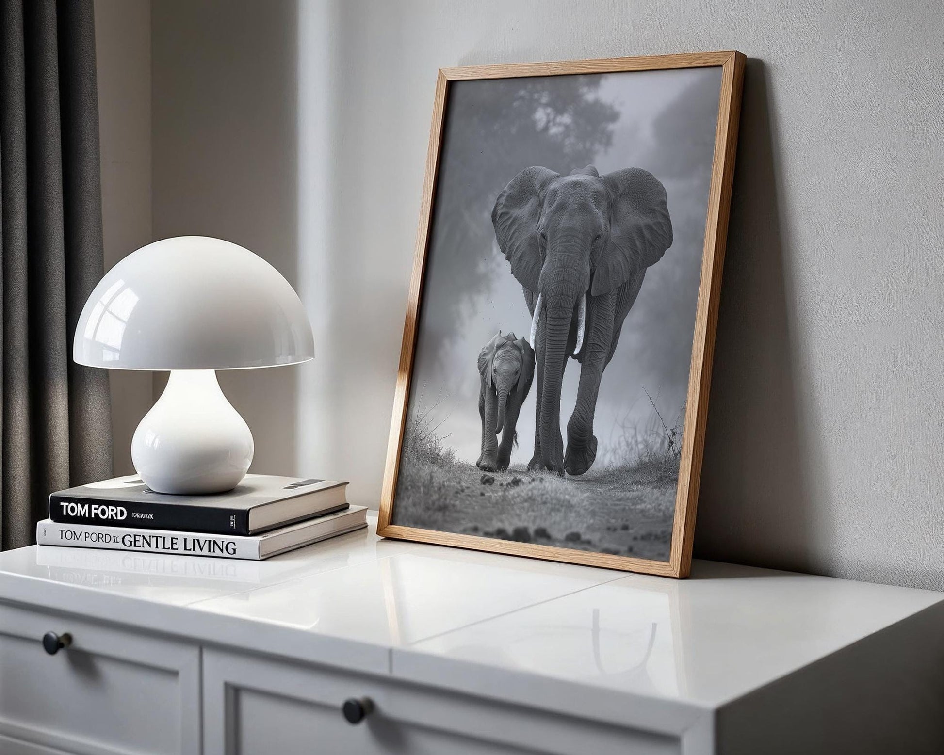 Wildlife Poster | Elephant and Calf Print | Minimalist Black & White  Photography wall art print, minimalist black and white poster, modern Scandinavian wall decor, Monohaus