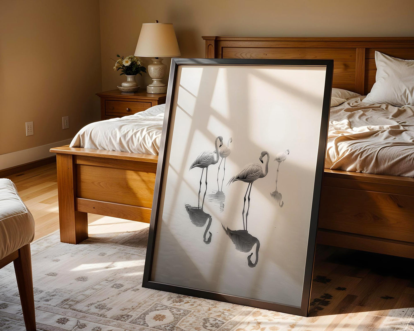 Wildlife Poster | Flamingo Print | Minimalist Black & White Fine Art Photography wall art print, minimalist black and white poster, modern Scandinavian wall decor, Monohaus