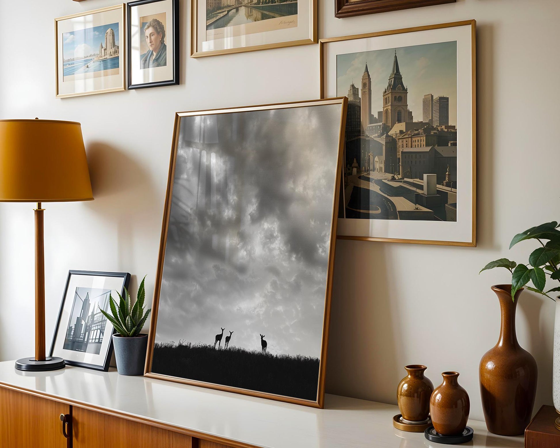 Wildlife Poster | Antelope Silhouette Fine Art Print • Minimalist Black & White Photography wall art print, minimalist black and white poster, modern Scandinavian wall decor, Monohaus