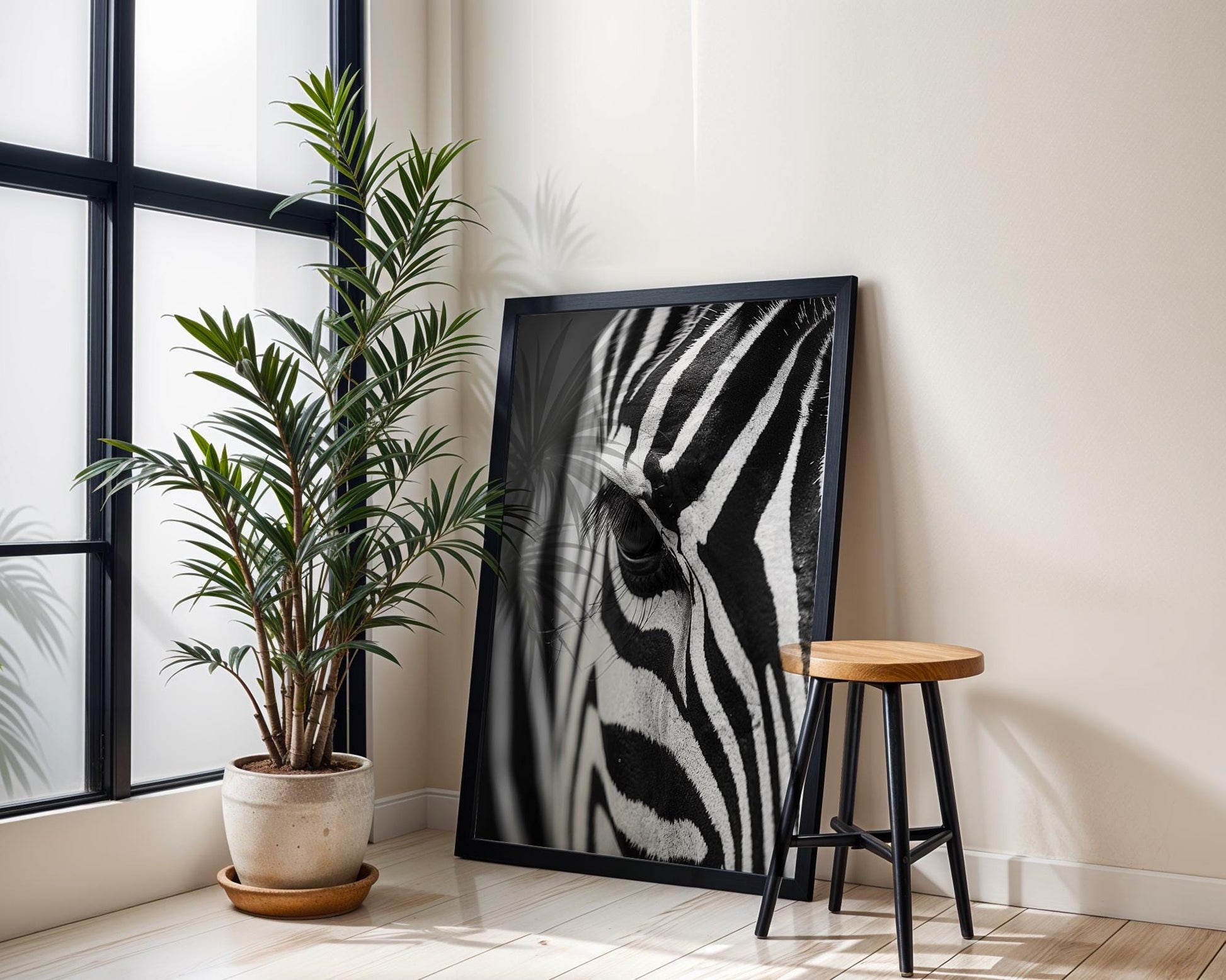 Wildlife Poster | Zebra Eye Print • Black & White Safari Photography, Scandi Wall Art wall art print, minimalist black and white poster, modern Scandinavian wall decor, Monohaus