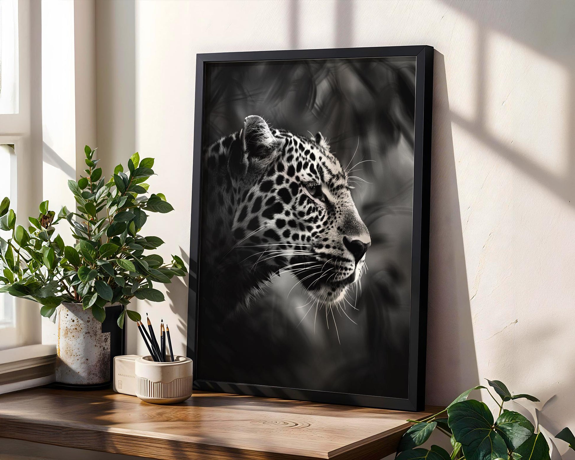 Wildlife Poster | Leopard Photography Print | Minimalist Safari Wall Art wall art print, minimalist black and white poster, modern Scandinavian wall decor, Monohaus