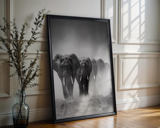 Wildlife Poster | Elephant Print | Black & White  Photography, Minimalist Safari Wall Art wall art print, minimalist black and white poster, modern Scandinavian wall decor, Monohaus
