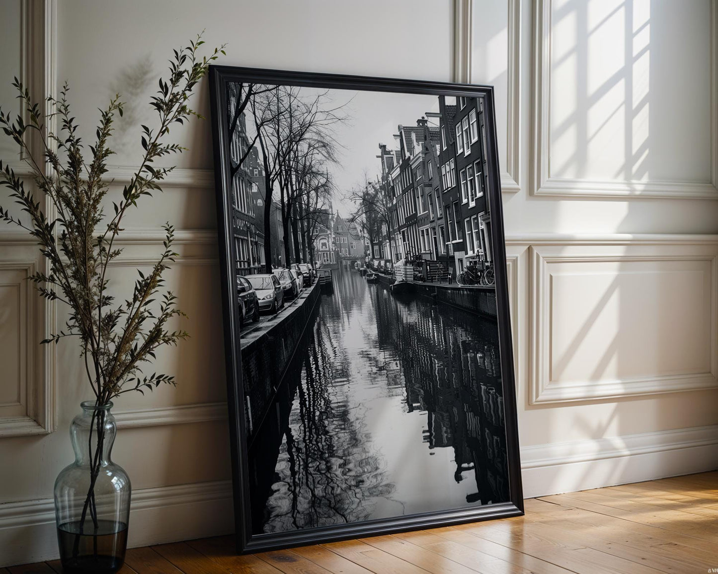World Landmark | Amsterdam Canal Black and White Photography Print | Minimalist Wall Art wall art print, minimalist black and white poster, modern Scandinavian wall decor, Monohaus