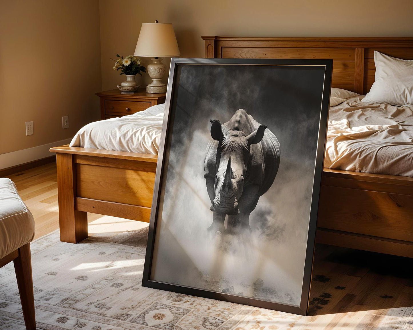 Wildlife Poster | Rhino Fine Art Photography · Black & White Safari Animal wall art print, minimalist black and white poster, modern Scandinavian wall decor, Monohaus