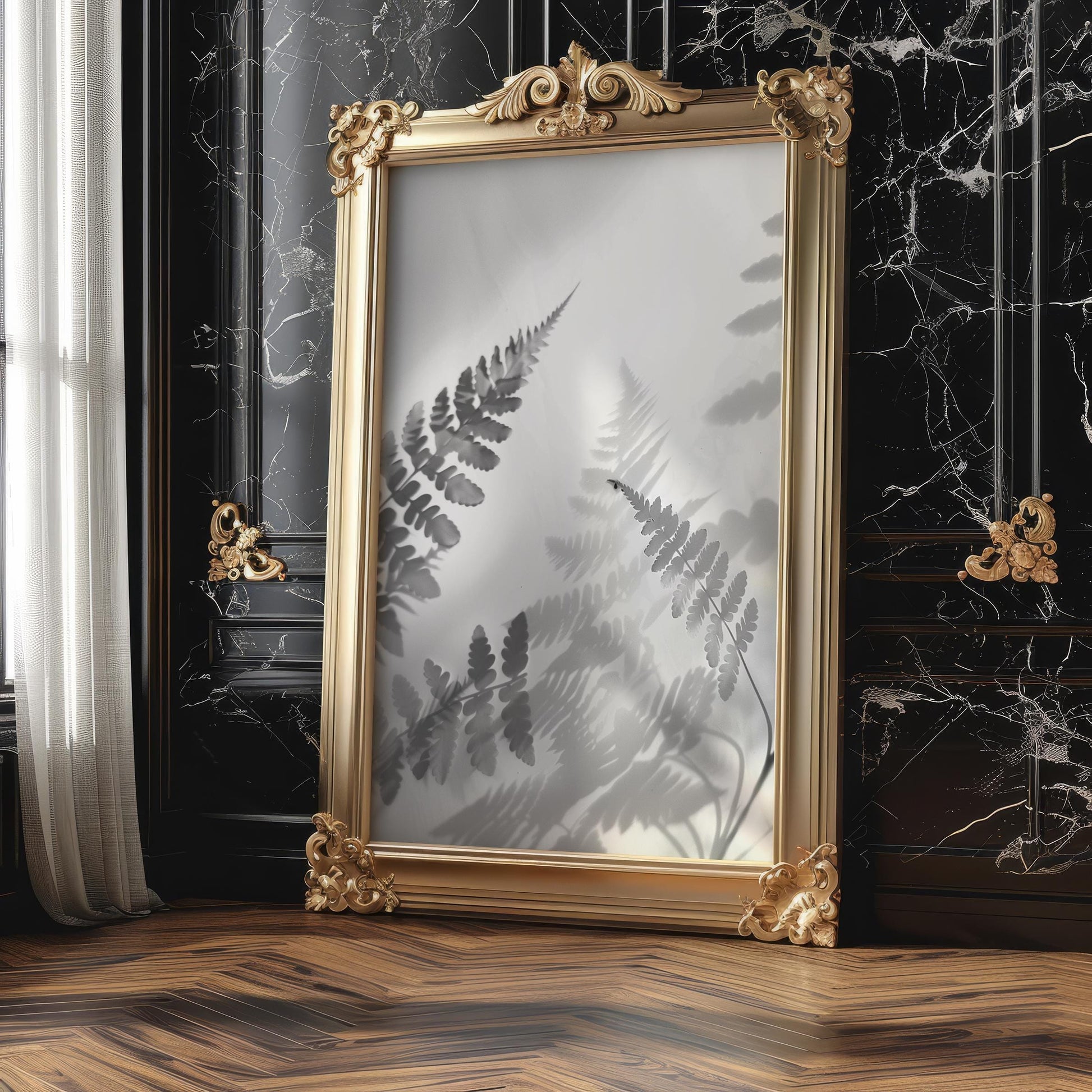 Botanical Photo | Fern Print | Minimalist Shadow Photography, Modern Home Decor wall art print, minimalist black and white poster, modern Scandinavian wall decor, Monohaus