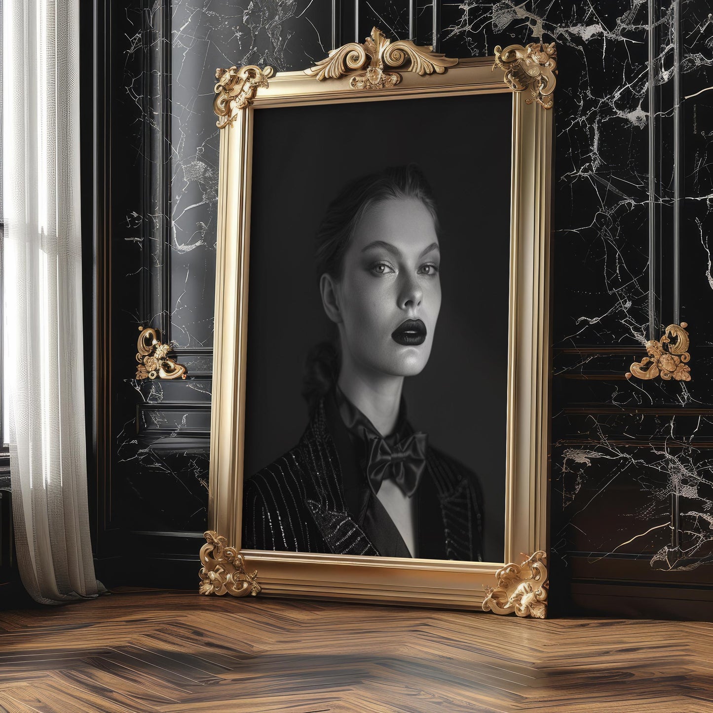 Minimal Wall Art Monohaus Woman Portrait Print | Black and White Photography, Modern Noir wall art print, minimalist black and white poster, modern Scandinavian wall decor, Monohaus