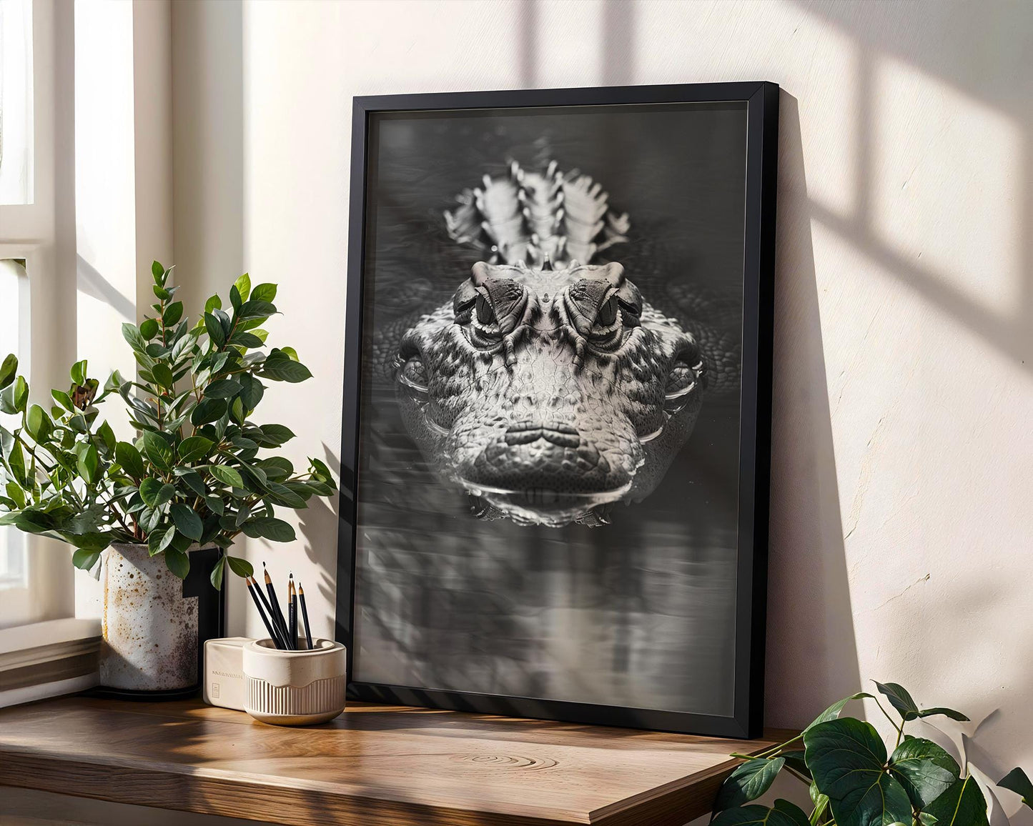 Wildlife Poster | Crocodile Photography Print | Minimalist Black & White Animal Wall Art wall art print, minimalist black and white poster, modern Scandinavian wall decor, Monohaus