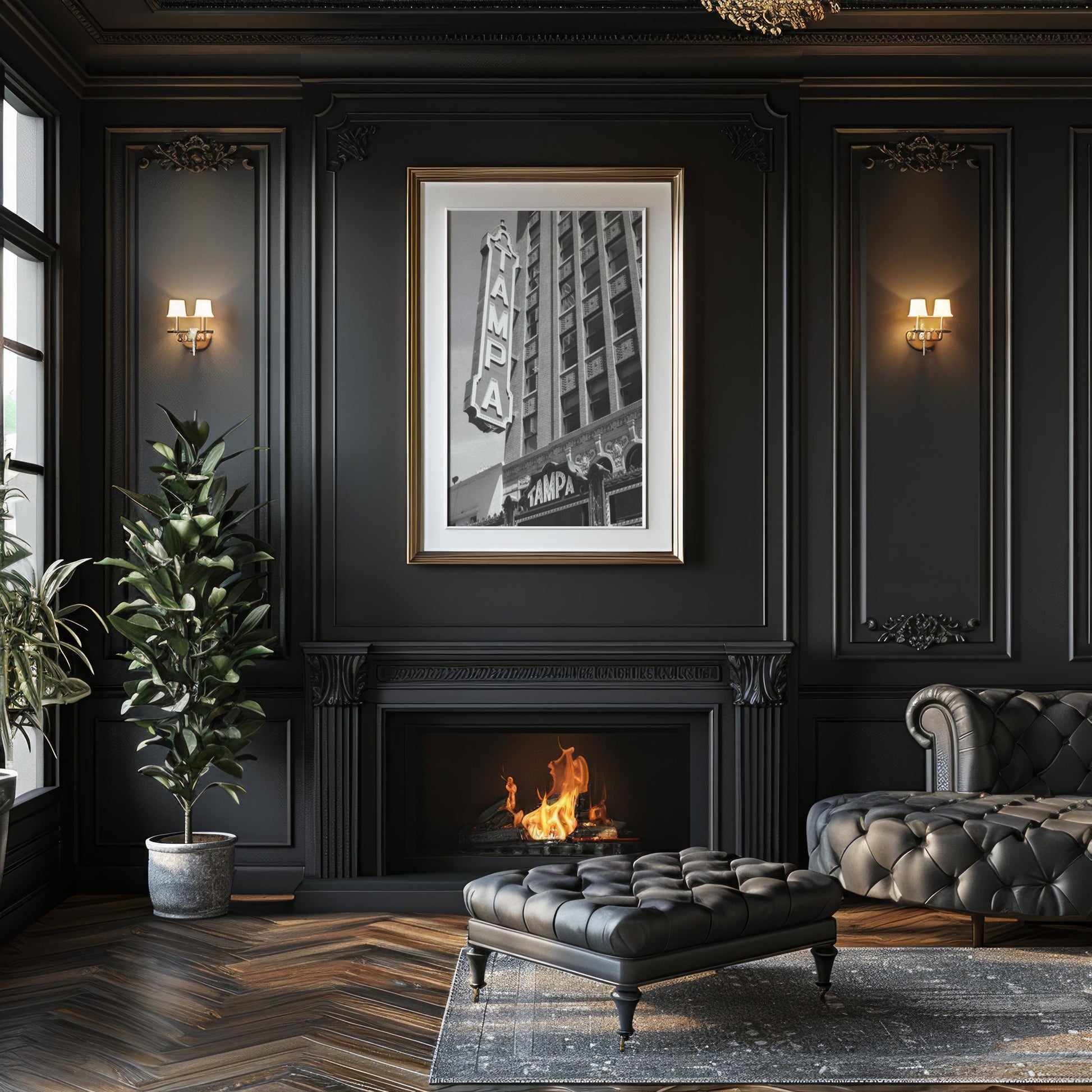 Designer Wall Art | Tampa Marquee Sign Print | Black and White Florida Poster wall art print, minimalist black and white poster, modern Scandinavian wall decor, Monohaus