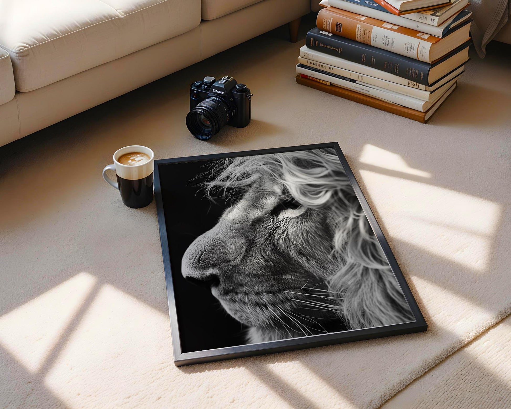 Wildlife Poster | Lion Profile Photography Print | Minimalist Black & White Wall Art wall art print, minimalist black and white poster, modern Scandinavian wall decor, Monohaus