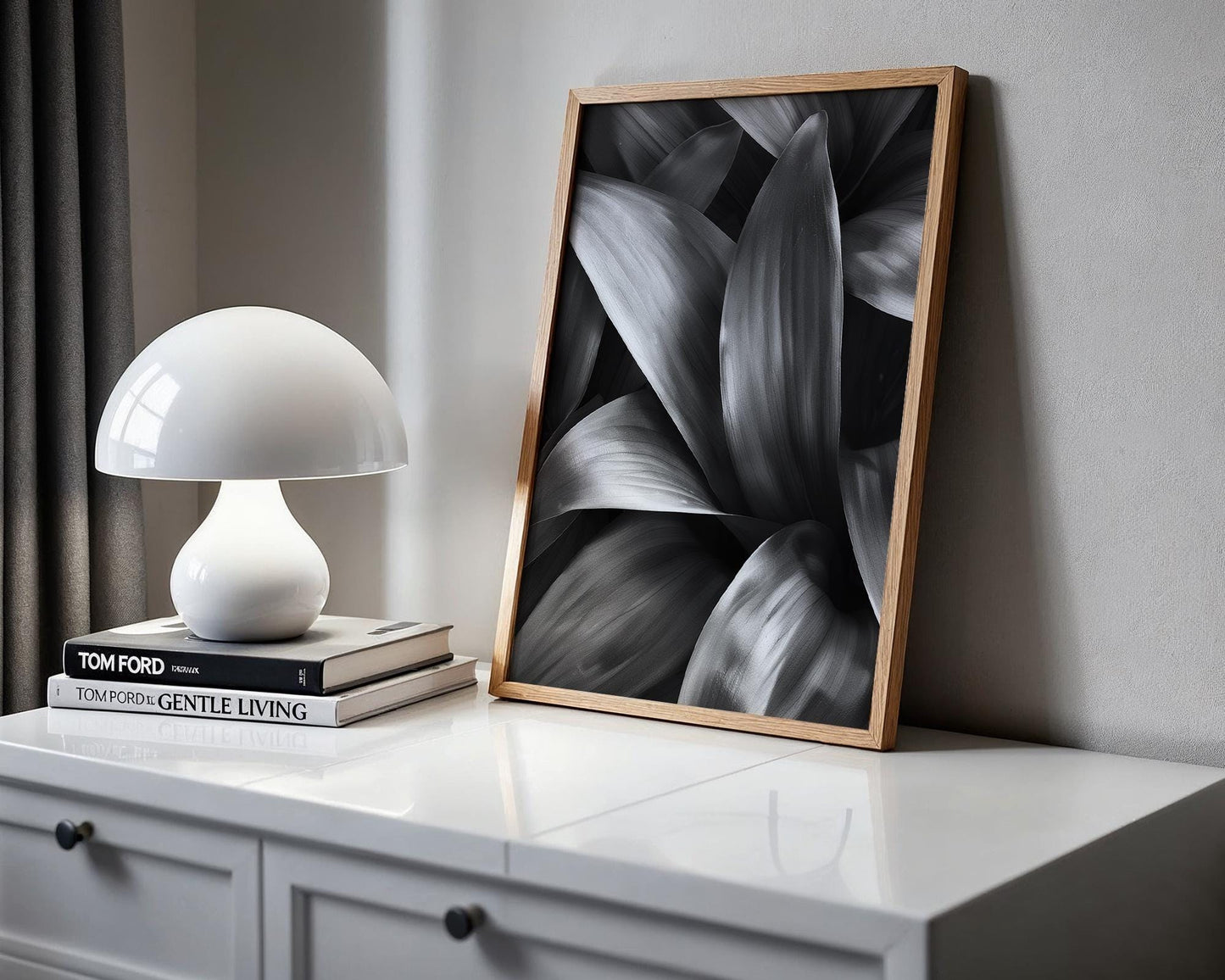 Botanical Photo | Abstract Leaf Macro Photography Print | Black & White Minimal abstract wall art print, geometric minimalist poster, modern Scandinavian decor, Monohaus