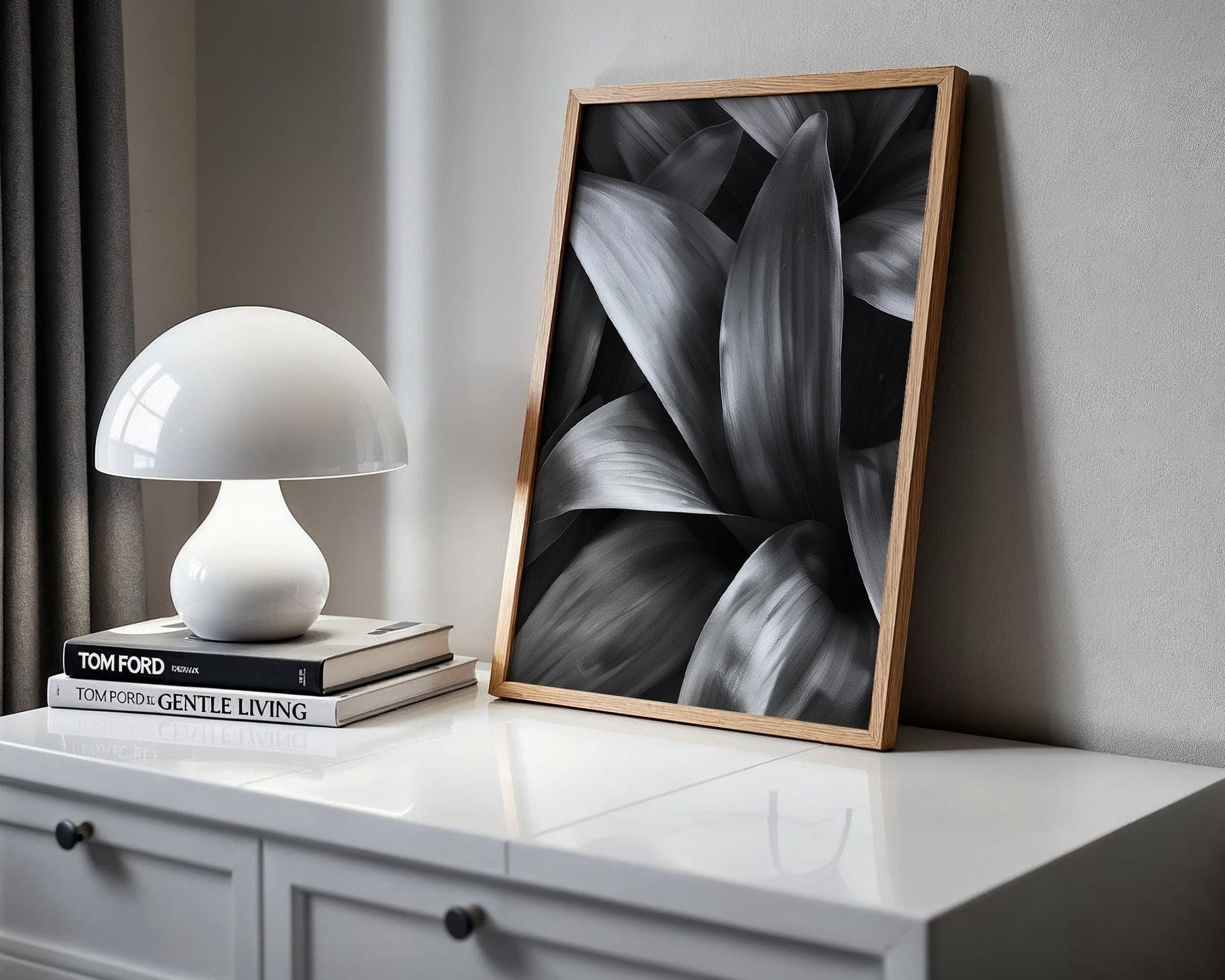 Botanical Photo | Abstract Leaf Macro Photography Print | Black & White Minimal abstract wall art print, geometric minimalist poster, modern Scandinavian decor, Monohaus